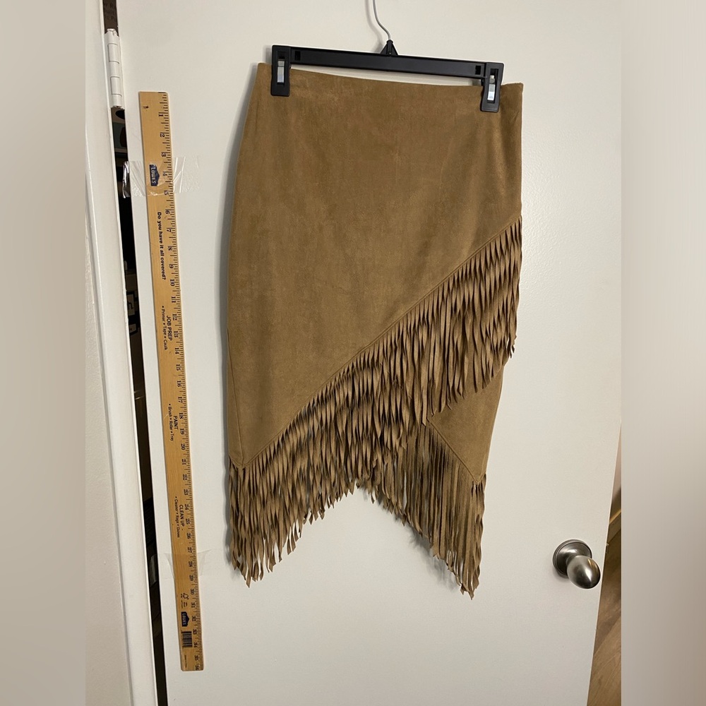 Express Vegan Suede Fringe Skirt- 6